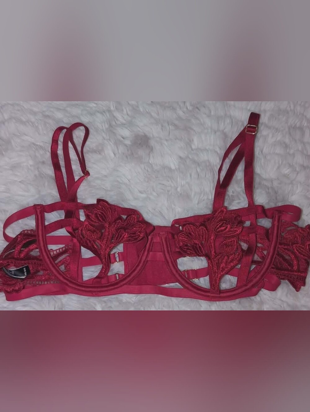 NWOT Victoria's Secret Red Floral Lace Underwire Bra